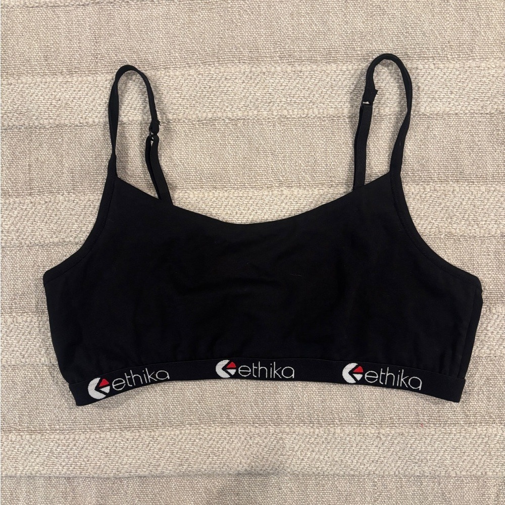 Ethika Women's Black Sports Bra Logo‎ Band Streetwear Athleisure Size M